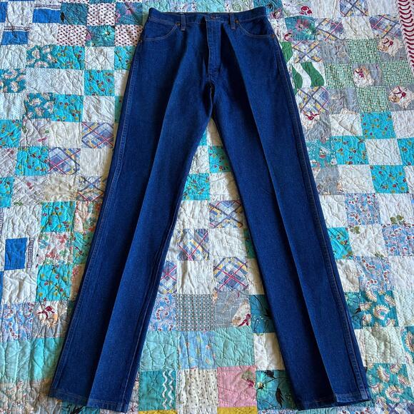 Vintage 80s/90s Wrangler Dark Denim High Waist Straight Western Jeans USA 29x34 - Picture 2 of 6